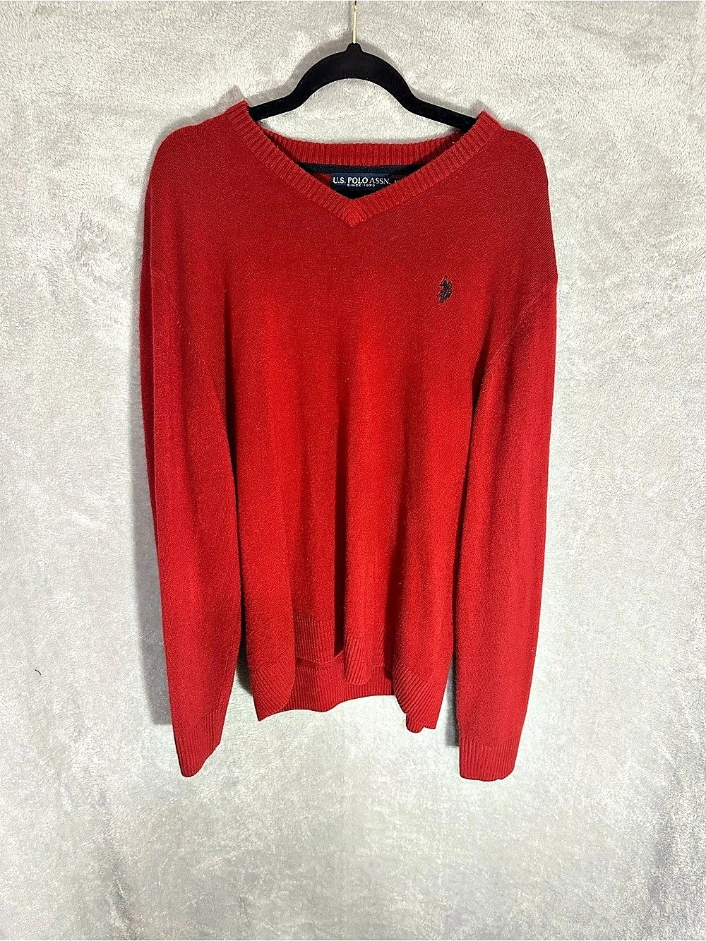 U.S. Polo Assn. Men's Red V-Neck Sweater XL